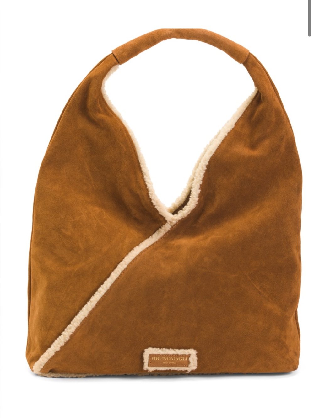 NWT BRUNO MAGLI made in italy Cognac suede & shearling mirabella hobo bag